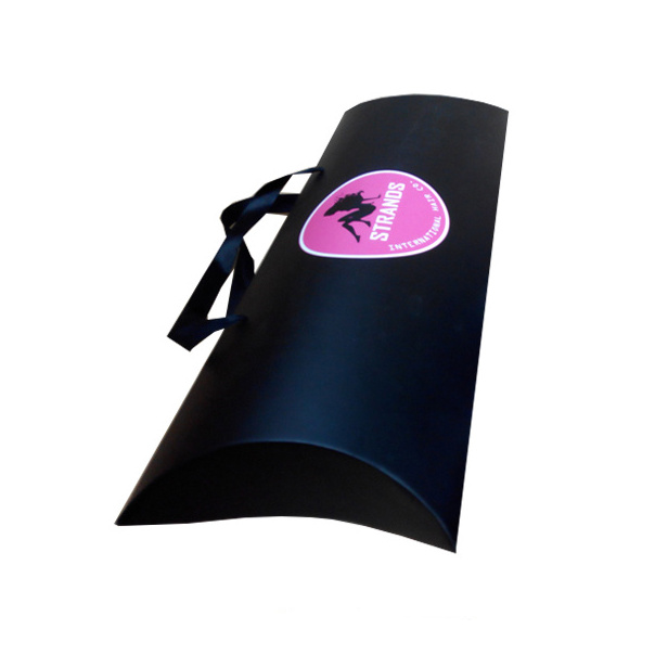 Custom printing logo wholesale Black CMYK printed pillow box / 3 bundles of hair extension packaging