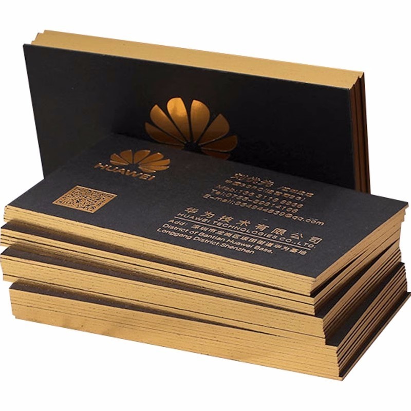 Custom Visiting Card Luxury Black Embossed Business Card Printing With Gold Foil Stamping