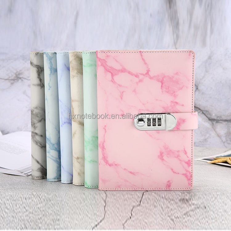 style organizer Custom pu Leather Diary Password Business Notebook With Code Lock Diaries journal stationery manufacturer