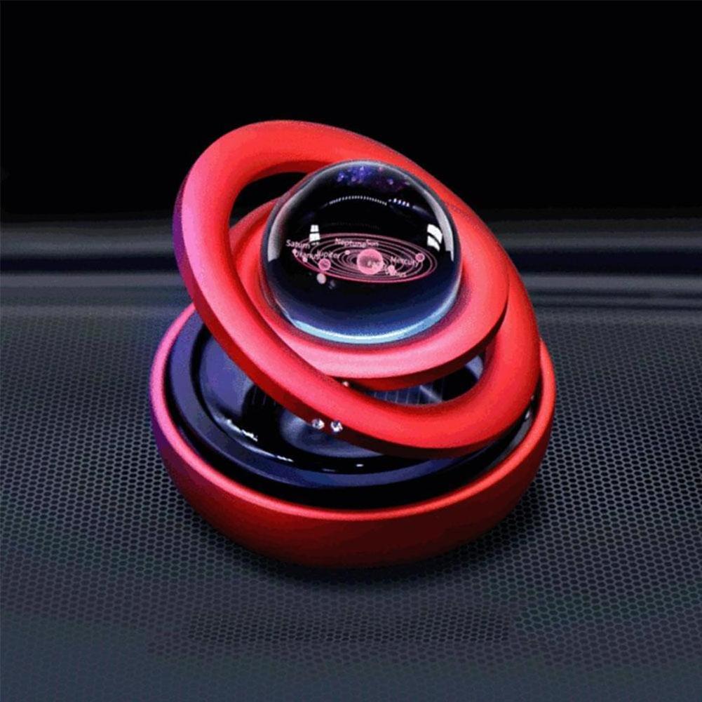 Double Ring Suspension Solar Car Perfume Solar Galaxy Rotating Ornaments Car Decoration Magnetic Levitation Car Air Freshener