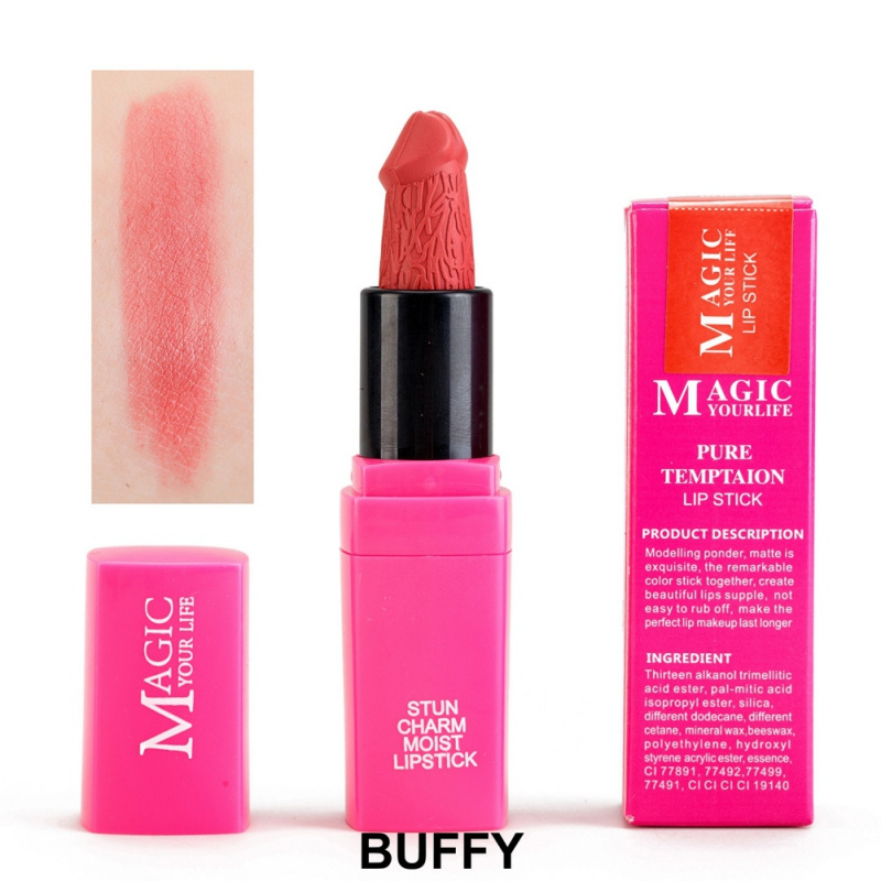 12 Colors Moisture Cosmetic Lipstick Red Lip Matte Lips Makeup Penis Shape Lips Makeup Lipstick Mushroom Long Lasting