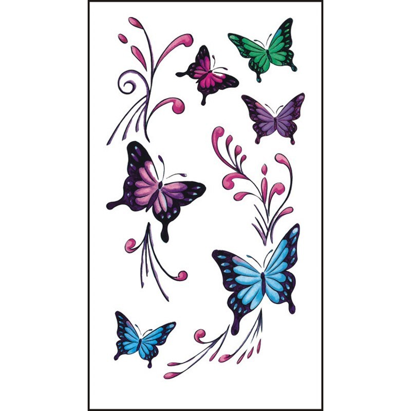 Waterproof Temporary Tattoo Sticker Black Butterfly Cherry Blossom Bird Flower English Letters Body Art Tatoo Sticker Fak e Tatt