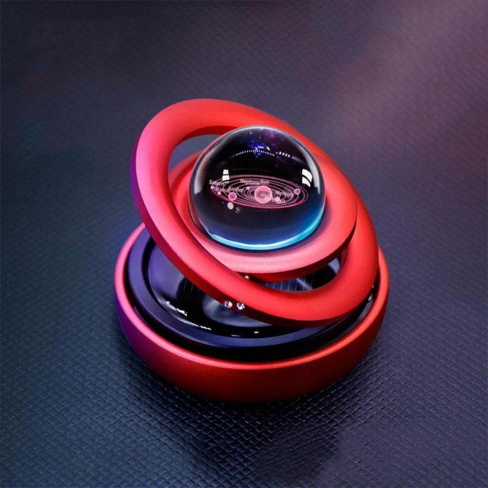 Double Ring Suspension Solar Car Perfume Solar Galaxy Rotating Ornaments Car Decoration Magnetic Levitation Car Air Freshener