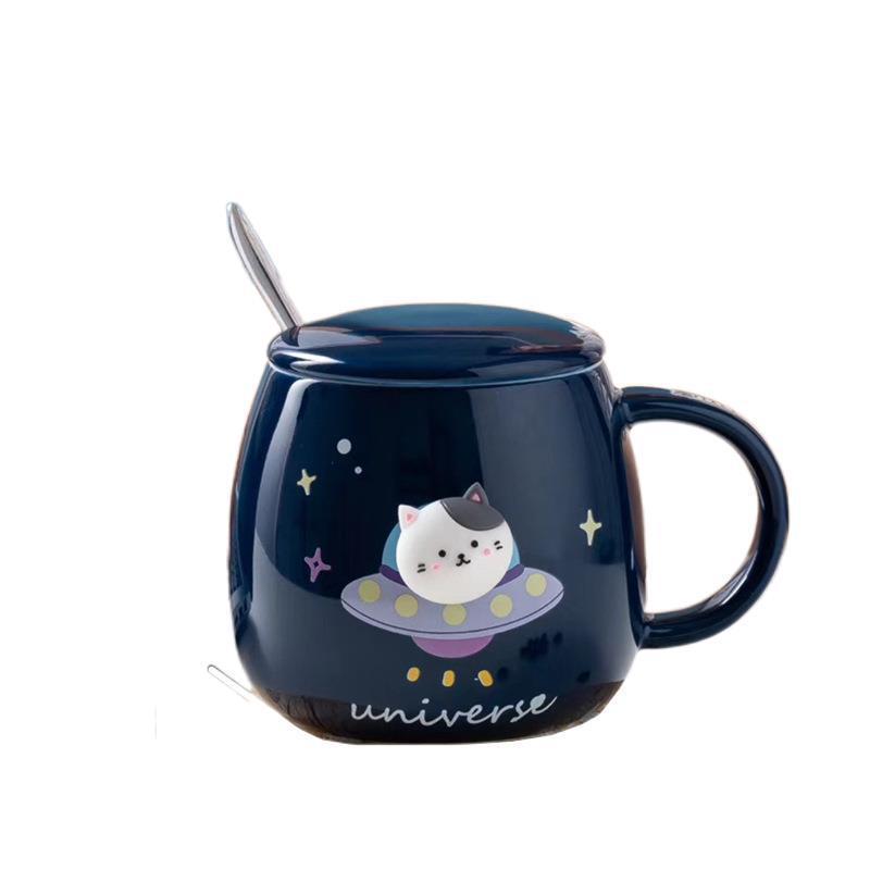 Factory Creative 3D cartoon coffee water ceramic mug Custom logo dark glazed cat ceramic mug