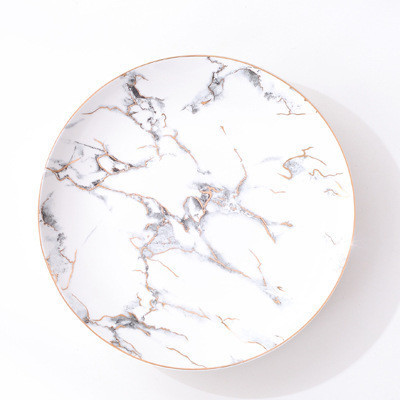 Marble design round shape stock ceramic dinner plate set