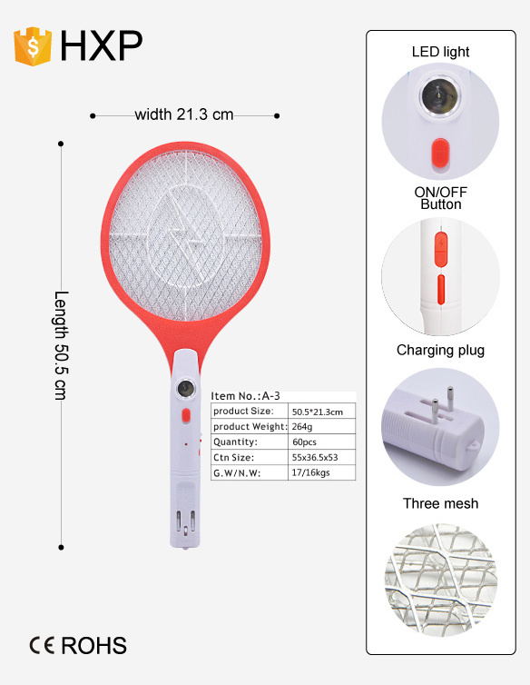 HXP electric mosquito fly swatter  recharge insect racket mosquito killer bat indoor bug zapper