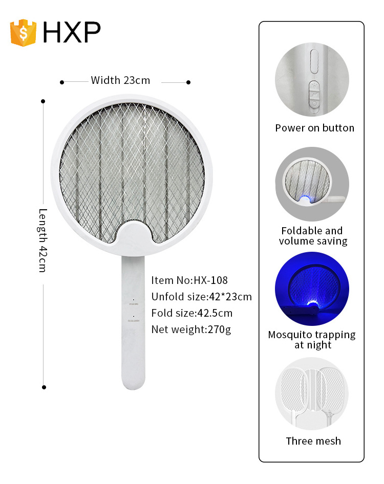 USB rechargeable 2 in 1 Mosquito swatter Mosquito killer racket electric fly swatter