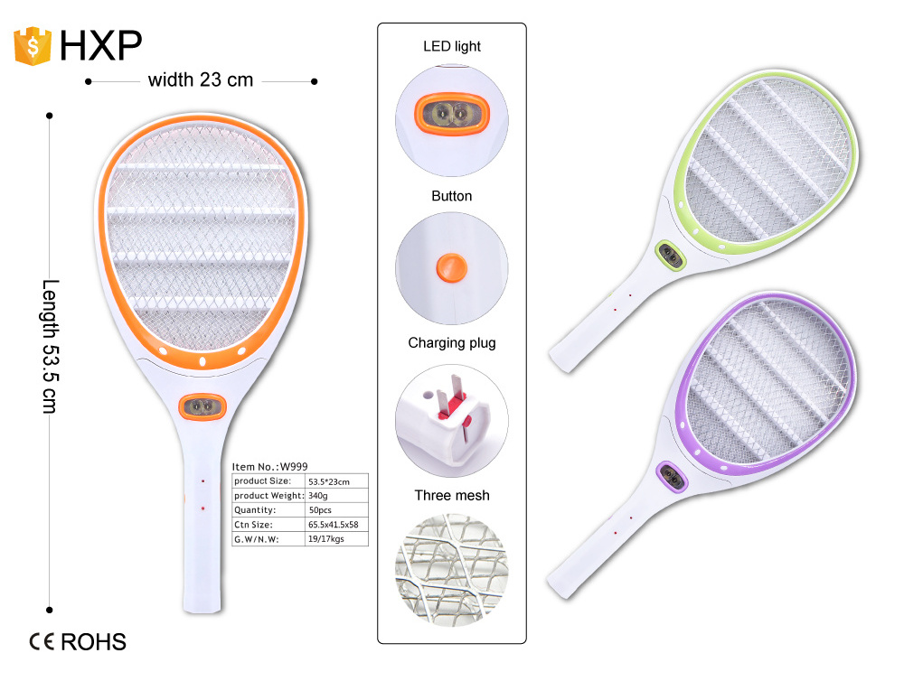 Handheld plastic fly mosquito bug zapper swatter mesh electronic rechargeable mosquito racket