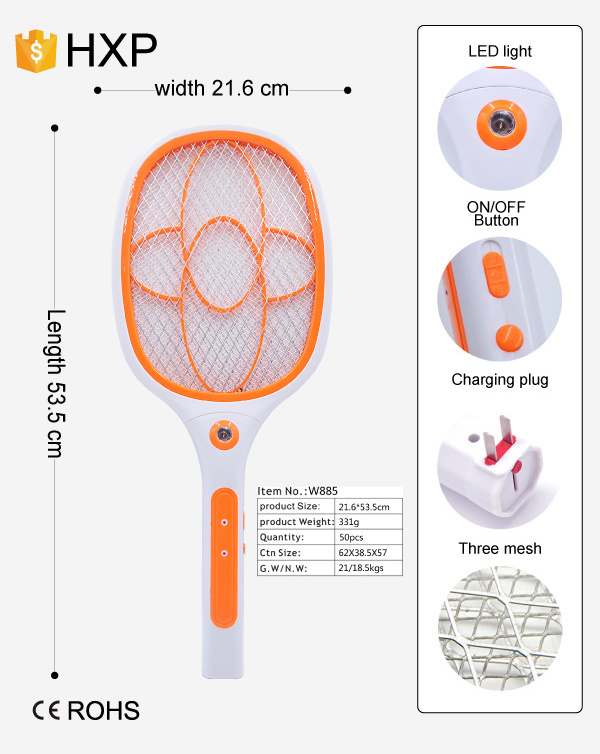 HXP 885 Cambodia Hot sale electric bug zapper led mosquito swatter mosquito killer racket mosquito trapper