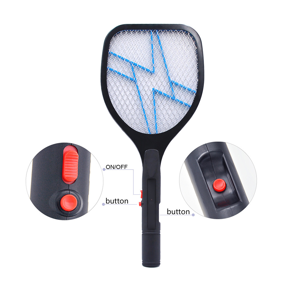 KC Double Switch Battery Model Fly Swatter 3 Layer Bug Zapper Mosquito Racket Mosquito Bat