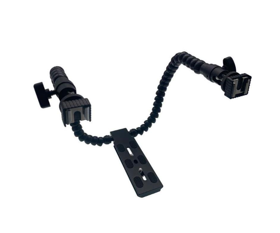 Live Brodcast Portable Octopus Flexible Dual Arm Stand Dual 1/4 Hot Shoe Adapter Twin Flash Bracket for Macro Shot