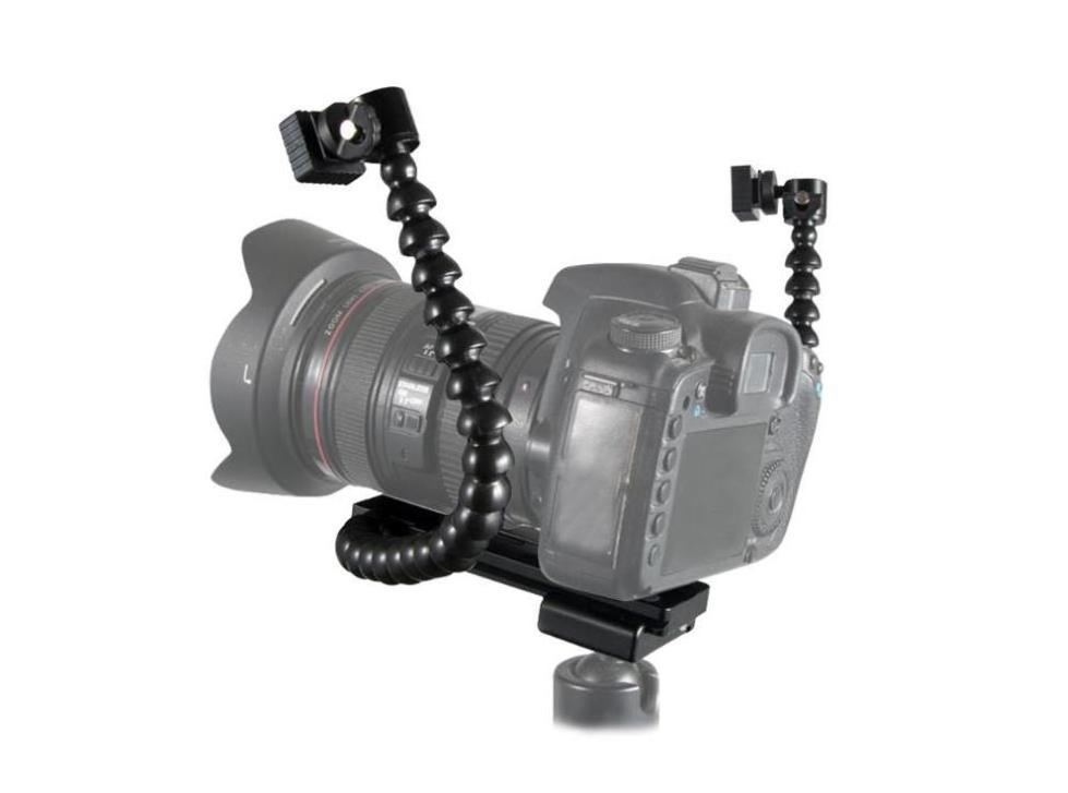 Live Brodcast Portable Octopus Flexible Dual Arm Stand Dual 1/4 Hot Shoe Adapter Twin Flash Bracket for Macro Shot