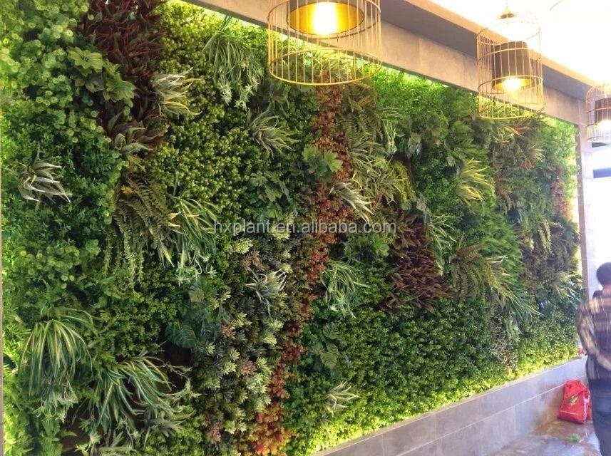 Garden vertical hanging grass green wall decor plastic ornament artificial moss grass wall turf carpet for decoration