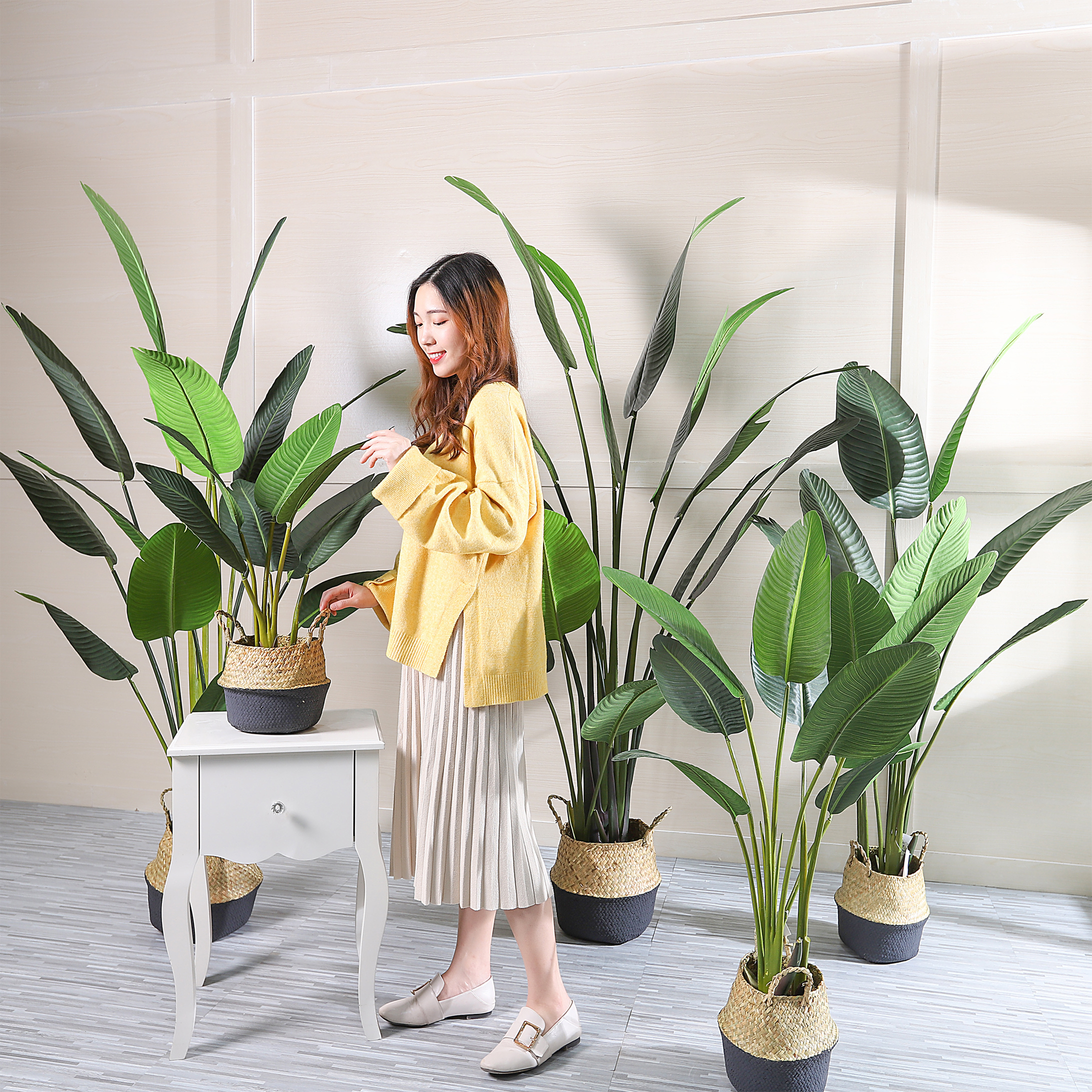 ornamental giant bunch fake banana tree artificial plant banana bird of paradise tree faux banana leaves tree indoor decoration