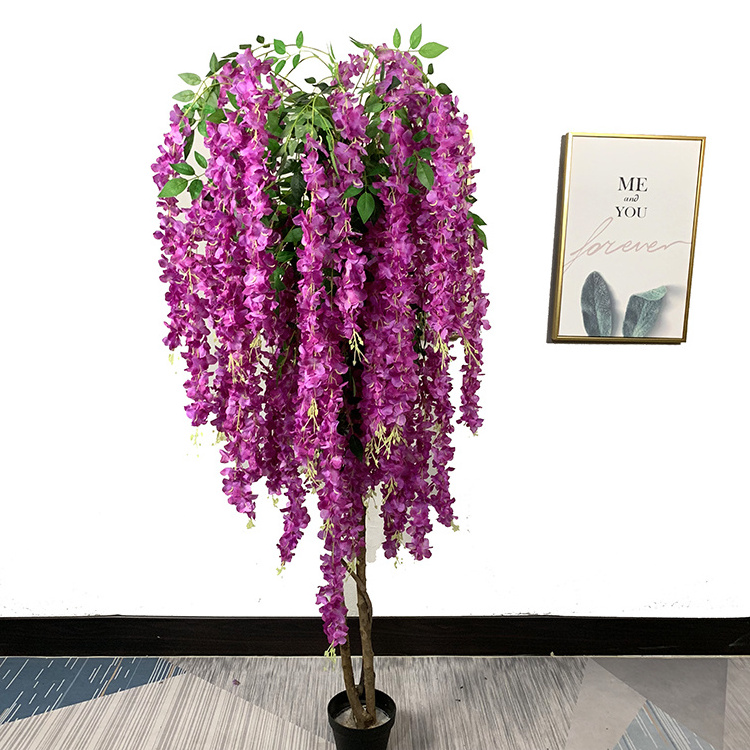 indoor artificial potted purple flower floribunda trees,large outdoor artificial bonsai blue moon wisteria vine plant trees