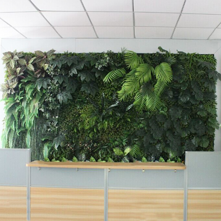 Indoor Wall Hanging Decoration Faux Leaves Synthetic Grass Backdrop Nontoxic Artificial Green Wall Plant