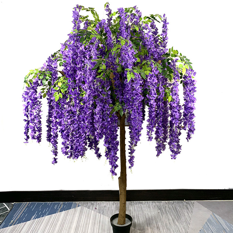 indoor artificial potted purple flower floribunda trees,large outdoor artificial bonsai blue moon wisteria vine plant trees