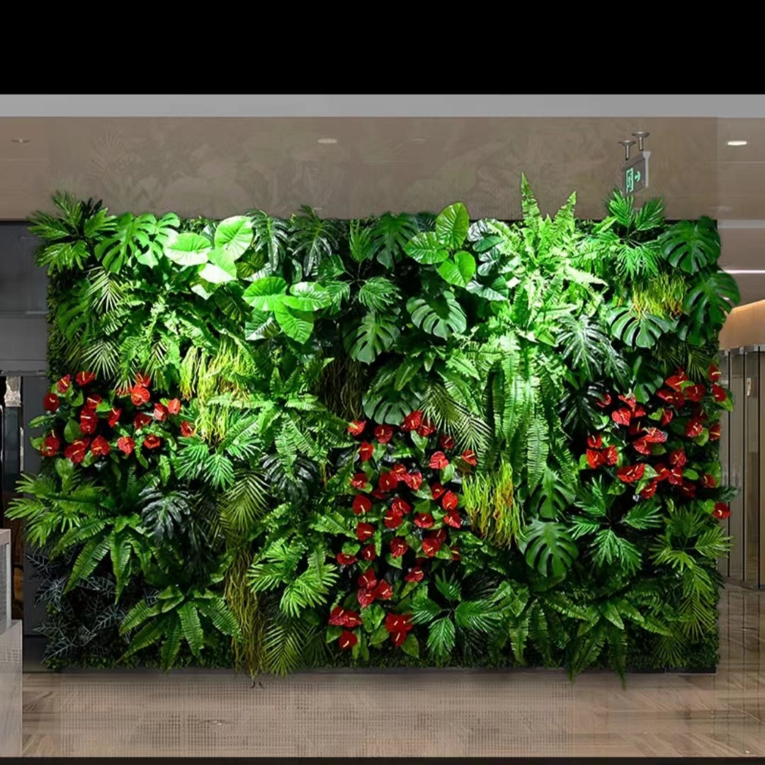 Artificial Flower Green grass Wall for garden Plastic plant wall