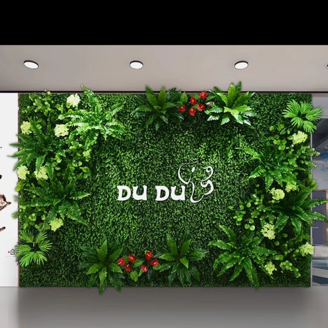 Artificial Flower Green grass Wall for garden Plastic plant wall