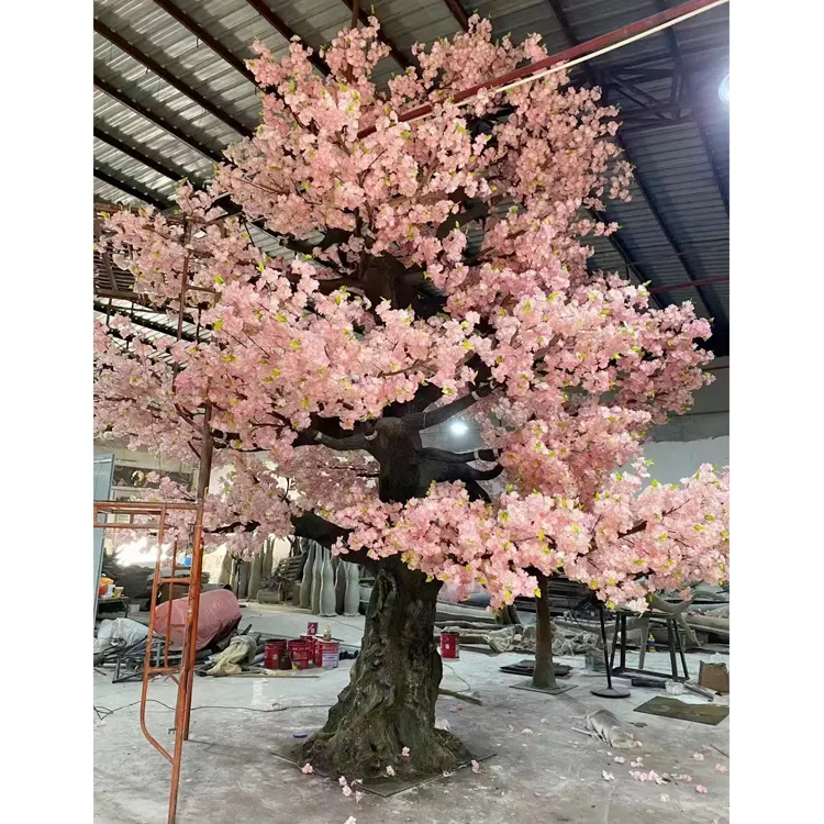 outdoor indoor faux sakura artifical pink white flower tall plant artificial fake cherry blossom tree for wedding events decor