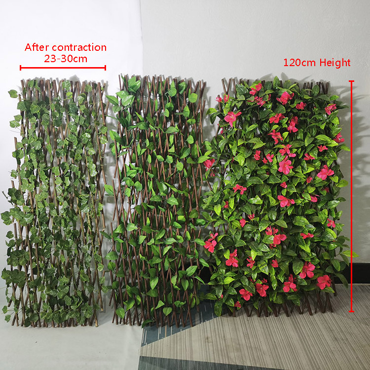 Outdoor Indoor Backyard Home Garden Decor Greenery Walls Expandable Faux Ivy Fences Artificial Retractable Vine Fence