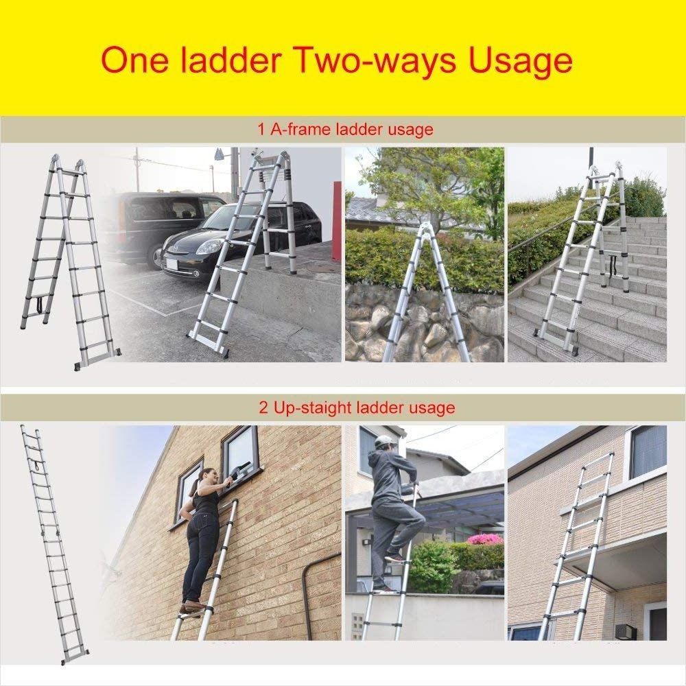 3.2m 4.4m 5m 6m foldable easy store step compact folding multipurpose aluminum telescopic ladder for car roof