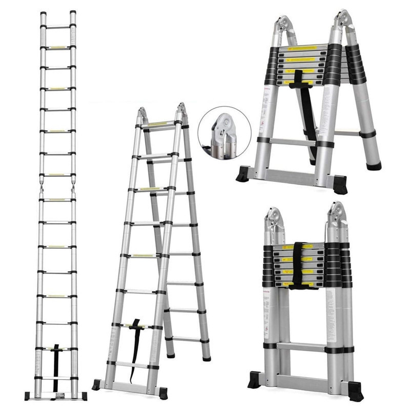 3.2m 4.4m 5m 6m foldable easy store step compact folding multipurpose aluminum telescopic ladder for car roof