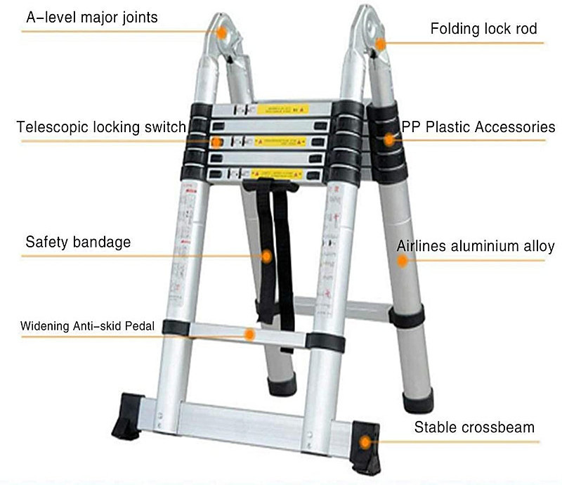 3.2m 4.4m 5m 6m foldable easy store step compact folding multipurpose aluminum telescopic ladder for car roof