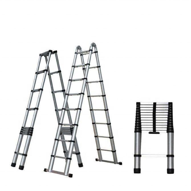 en 131 ce 3.8m 8 ft aldi lightweight telescopic double side foldable aluminum ladder