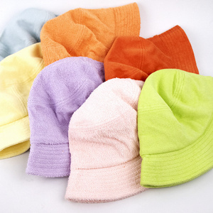 Wholesale Designer Popular Adult Unisex Multi Color Blank Foldable Custom Cotton Terry Cloth Towel Bucket Hat