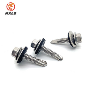 High quality stainless steel 410 Hex Head Building Roofing Tek Screws Self Drilling Screws With bonded EPDM Rubber Washers