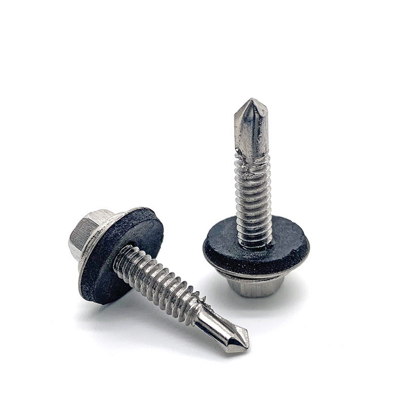 High quality stainless steel 410 Hex Head Building Roofing Tek Screws Self Drilling Screws With bonded EPDM Rubber Washers