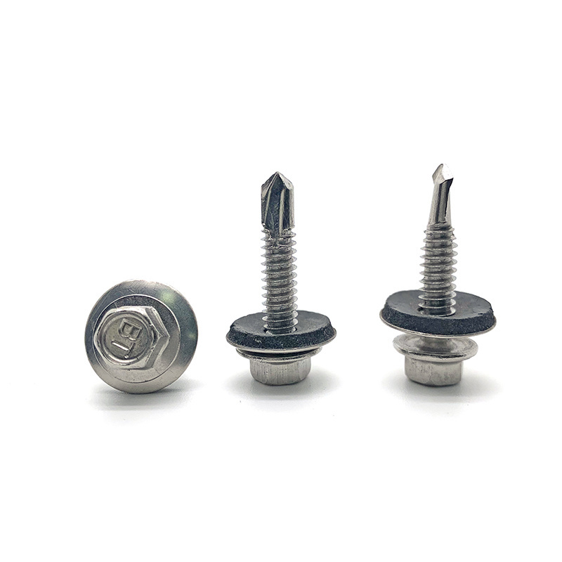 High quality stainless steel 410 Hex Head Building Roofing Tek Screws Self Drilling Screws With bonded EPDM Rubber Washers