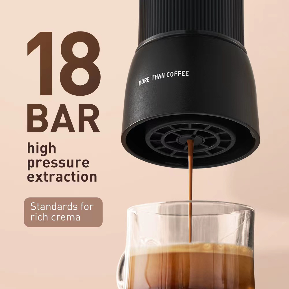 18 Bar Manual Italian Espresso Coffee Maker Machine  2 in 1 Capsule and Ground Expresso Coffee Maker for Traveler