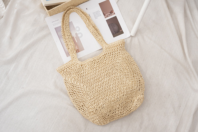 wholesale straw woven casual shoulder bag woven outdoor travel bag fashion fresh backpack factory direct supply