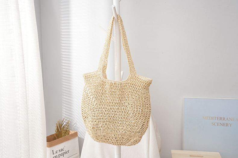 wholesale straw woven casual shoulder bag woven outdoor travel bag fashion fresh backpack factory direct supply