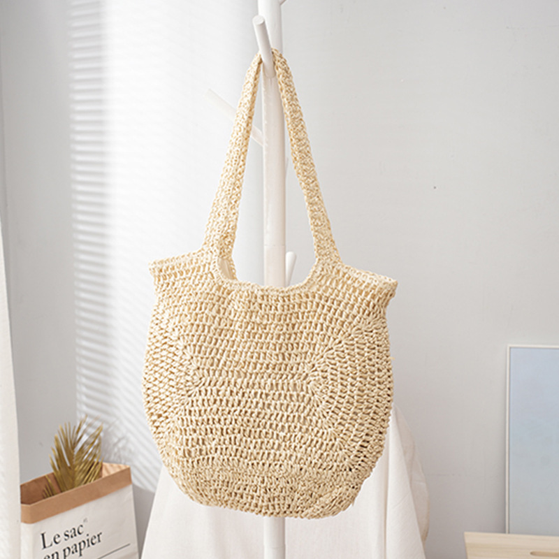 wholesale straw woven casual shoulder bag woven outdoor travel bag fashion fresh backpack factory direct supply