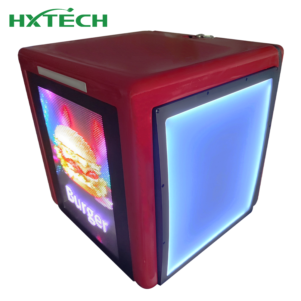 HXTECH FRP GPS Advertising LED Display Panel Screen Digital Signage and Delivery Box for Motorcycle Tail Boxes