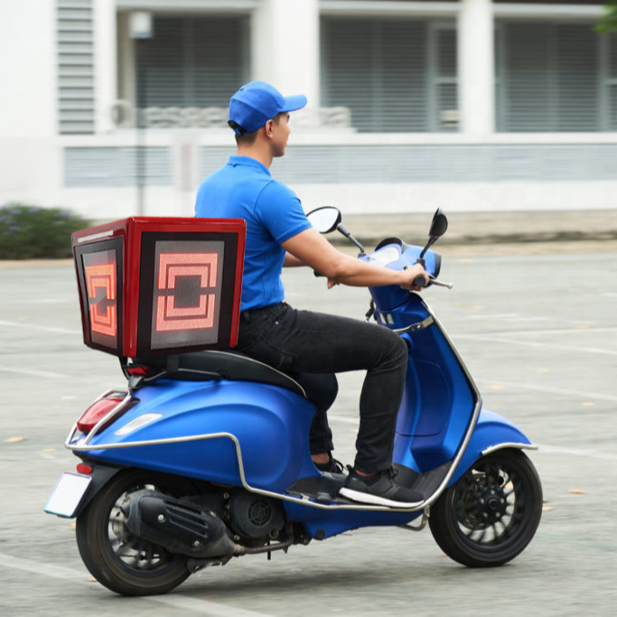 2023 Hot Selling Mobile advertising electric motorcycle scooter 3 side LED delivery box