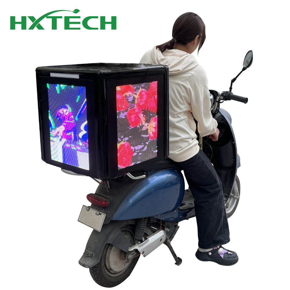 2024 Hot Selling Electric Scooter Mobile Advertising with 3-Side LED Delivery Box for Digital Signage and Displays