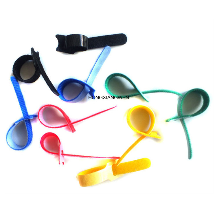 China Customized Size Eco-friendly Hook and Loop Cable Ties with Label