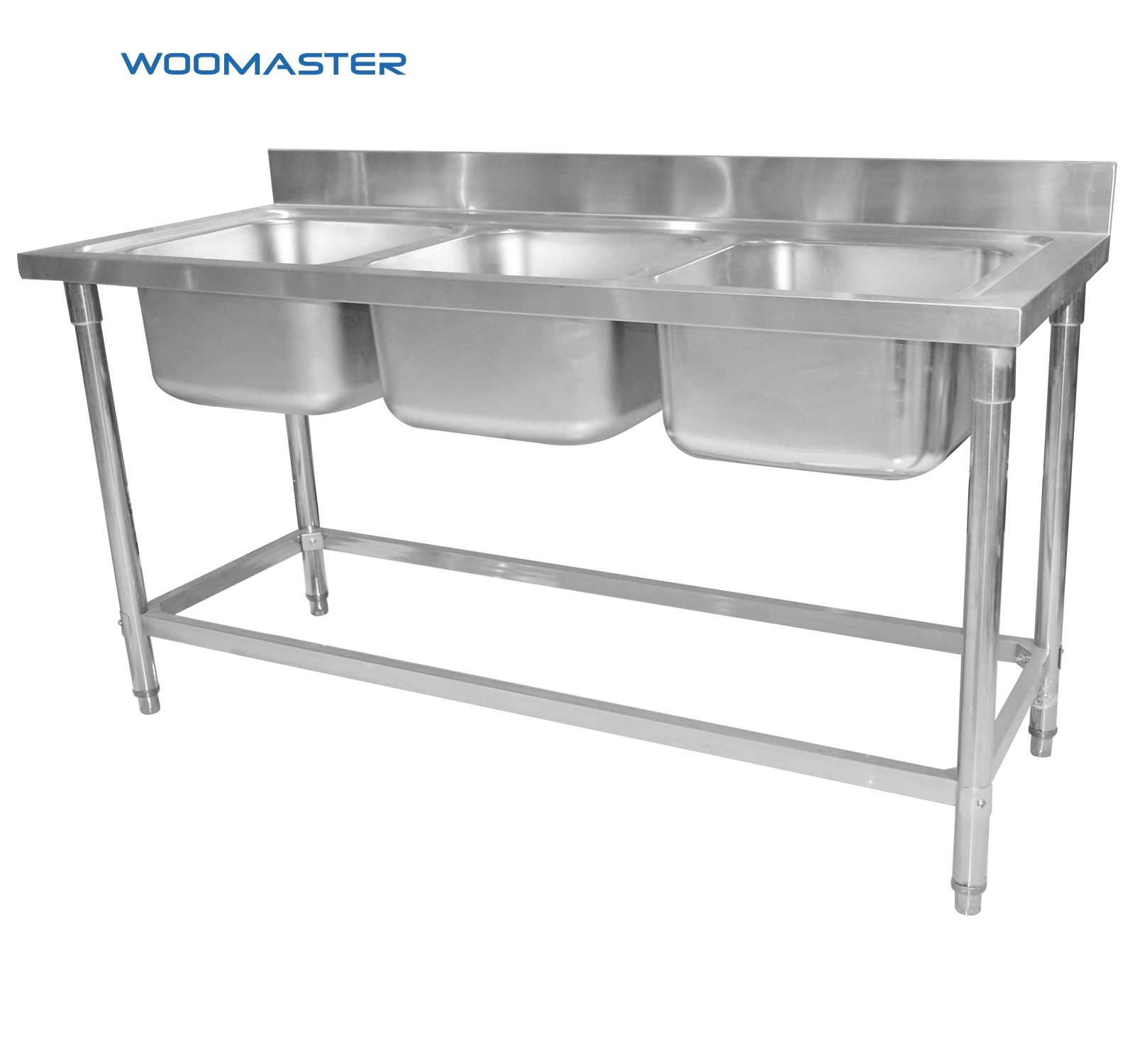 WOOMASTTER Commercial Stainless Steel Economical Single Sink Bench With Single Bowl