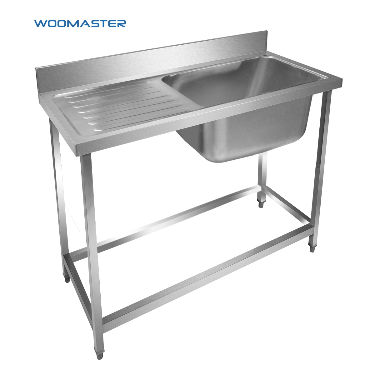 WOOMASTTER Commercial Stainless Steel Economical Single Sink Bench With Single Bowl