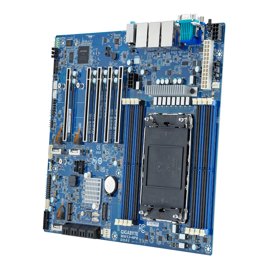 Original  Gigabyte MW53-HP0 Workstation Motherboard  Intel Xeon W-2400  Single processor DDR5 Memory AST2600 Graphics  ATX Form