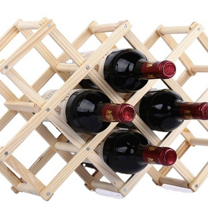 Stackable solid wood in modern China 10-bottle wine rack, living room decoration cabinet, red wine wood display rack