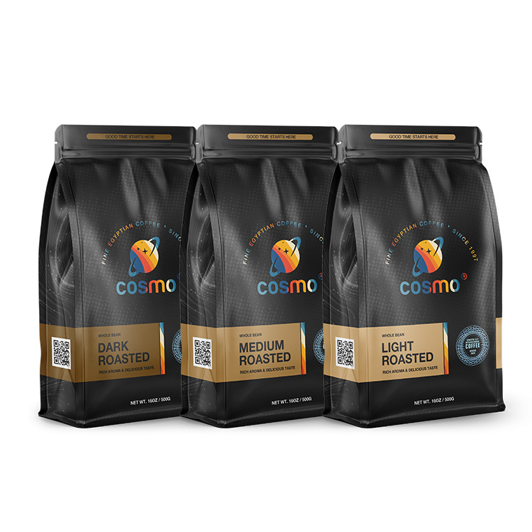 Custom Printed Coffee Bean Packaging Recyclable Square Bottom Box Pouch 200g 500g 1kg Coffee Bag 5lb