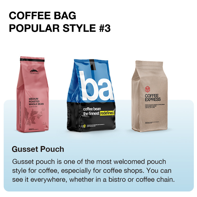 12oz 250g 500g 1kg Coffee Pouch Packaging Reusable Recyclable Custom Printed Ground Coffee Bags