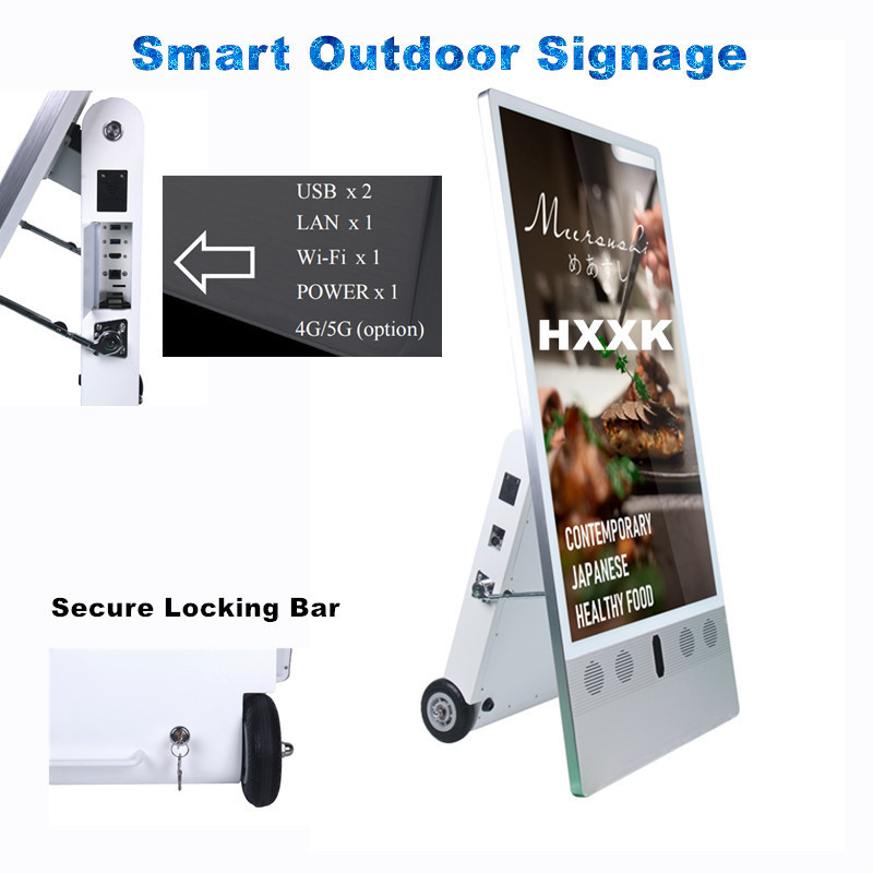 43 Inch Floor standing advertising screen wireless player display Portable Battery Powered Digital Signage & Displays outdoor