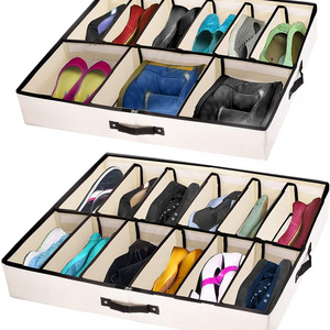 Under Bed Shoe Organizer Fits 12 Pairs  Made with Sturdy & Breathable Materials