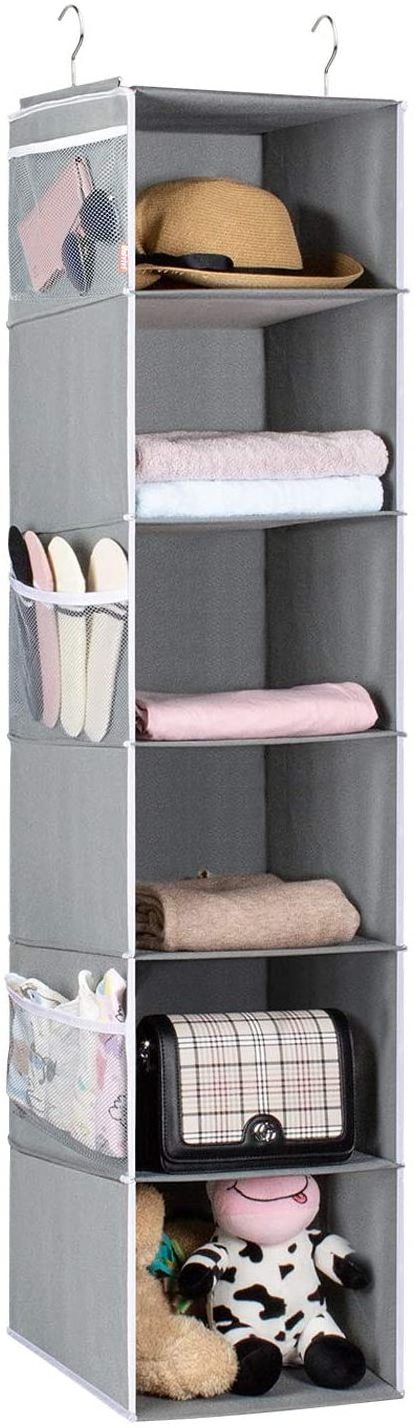 Hanging Closet Organizer and Storage with Dividers, 12 Compartments Clothes Shoes Accessories Shelf for Wardrobe, Nursery